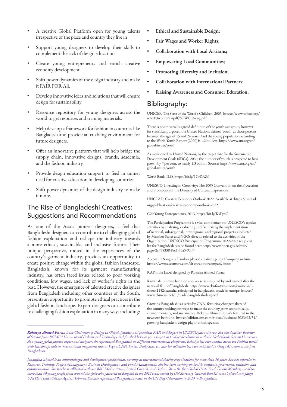 Closing recommendations and author biographies from the Fair Culture journal.
